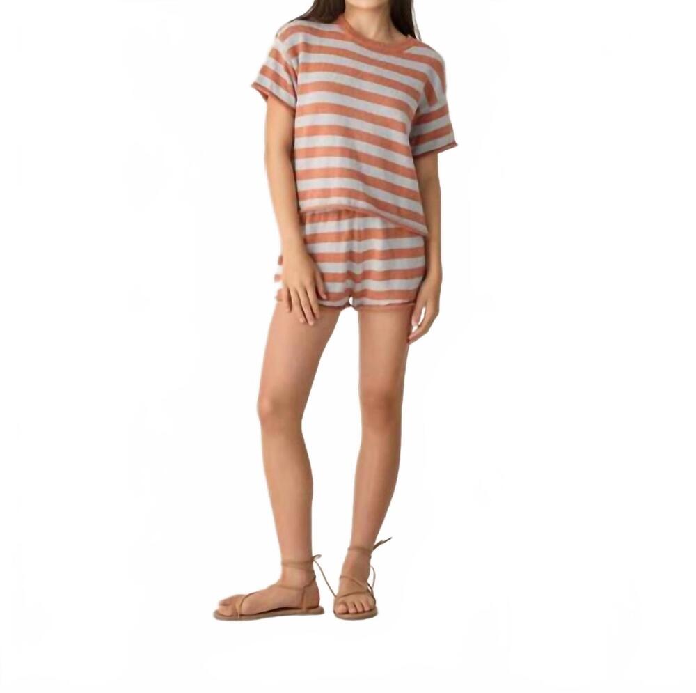 NEW RYLEE + CRU girl's knit stripe short set in red / blue
